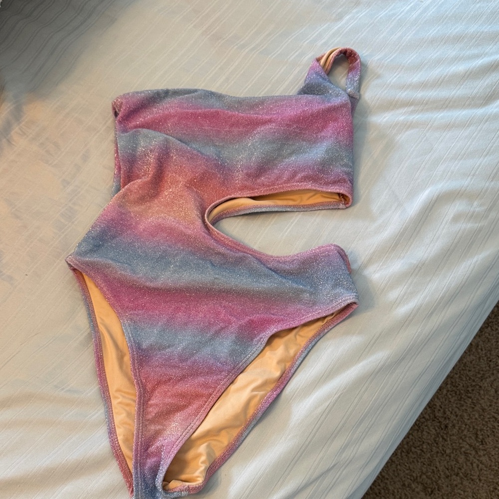 Cotton On Women's One-Shoulder Swimsuit - Pink and Blue